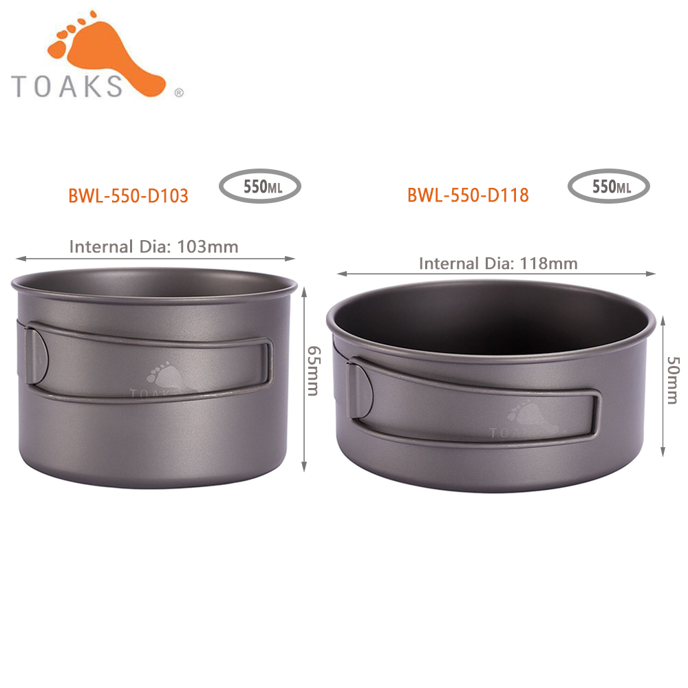 Camping Cooking Set Lightweight - TOAKS BWL-550 Berkemah Titanium Mangkuk dengan