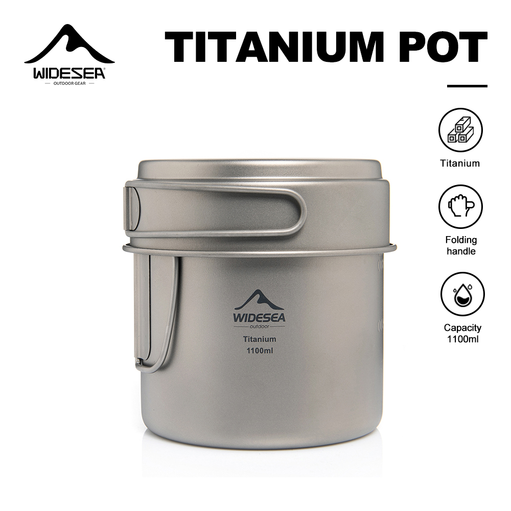 Camping Cooking Pot Set - Widesea Panci Berkemah Titanium Ultraringan 1100Ml