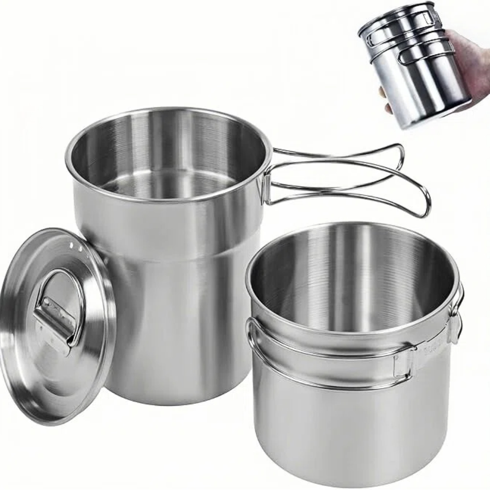 Camping Cooking Pot Set - Cangkir Lipat untuk Berkemah, Mug, Panci,