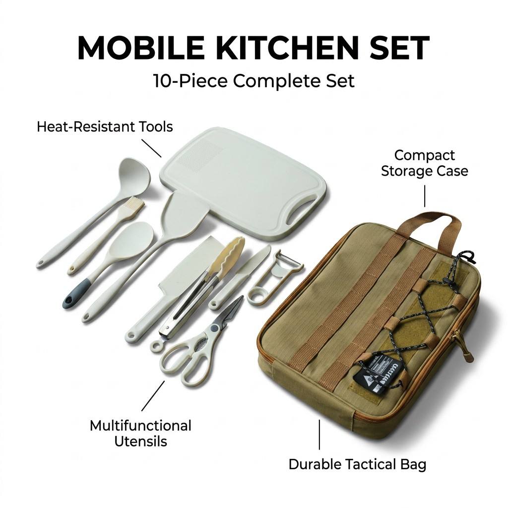 Camping Cooking Rack - Set Peralatan Dapur Portabel 9 Buah
