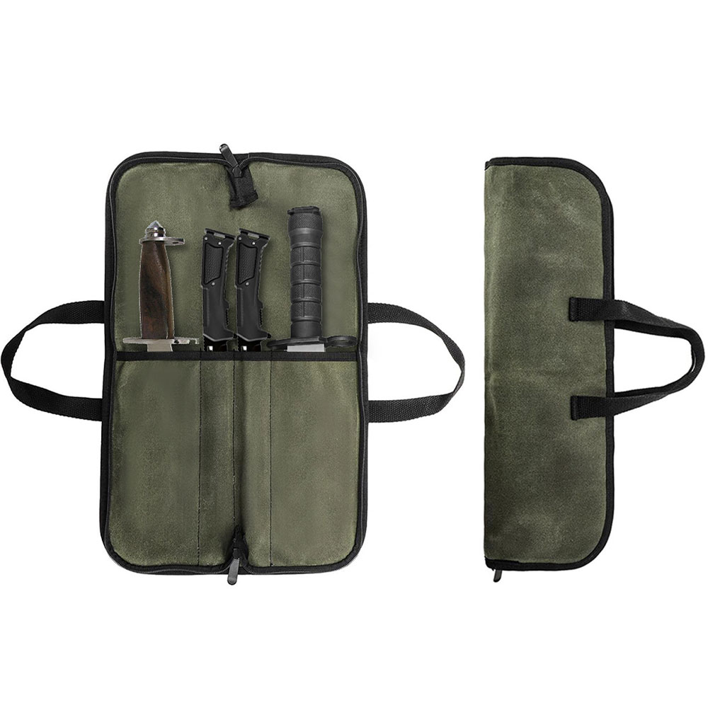 Camping Cooking Rack - Tas Gulung Pisau Kanvas Berlapis Lilin