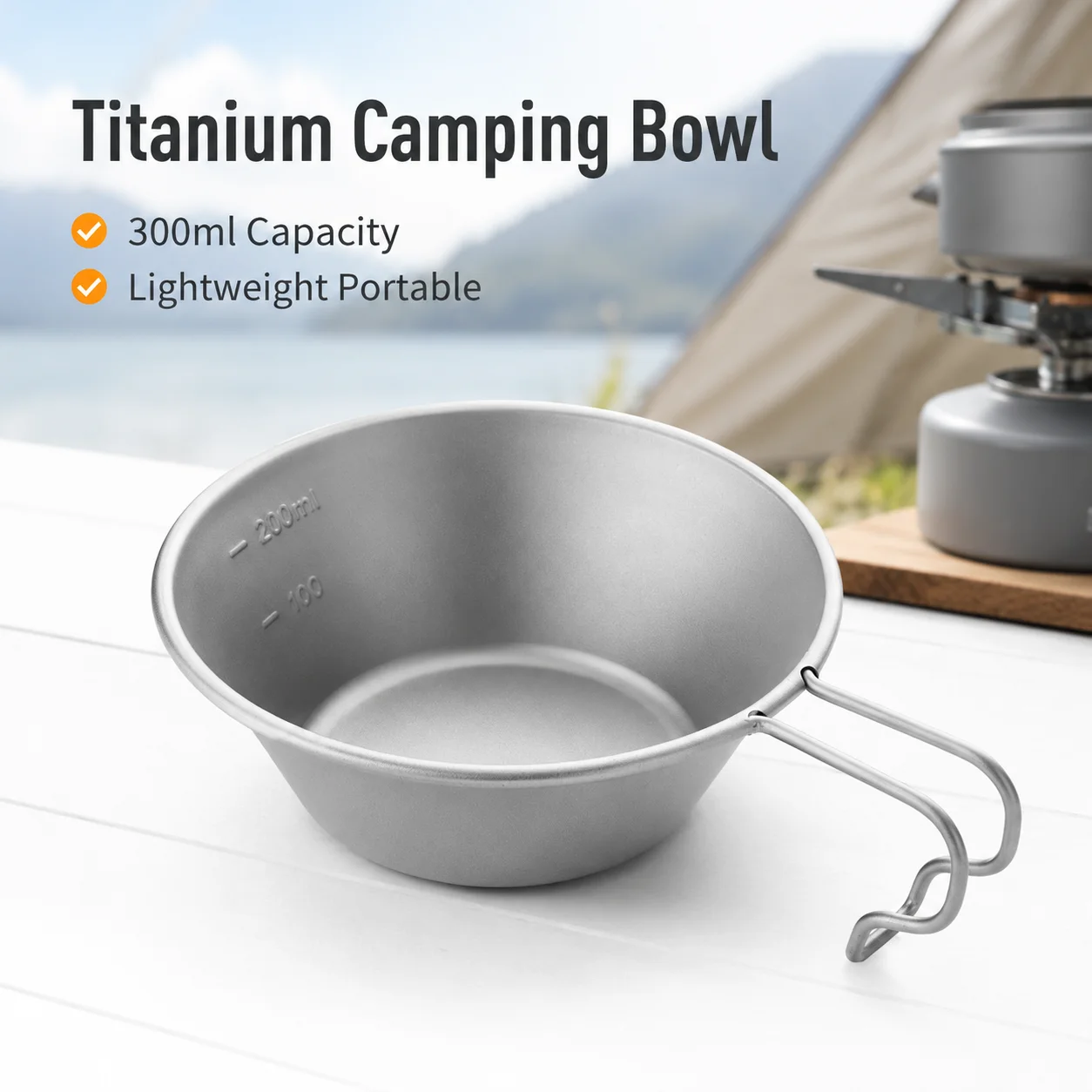 Camping Cooking Set Lightweight - Mangkuk Titanium Sierra Ringan dengan Gagang