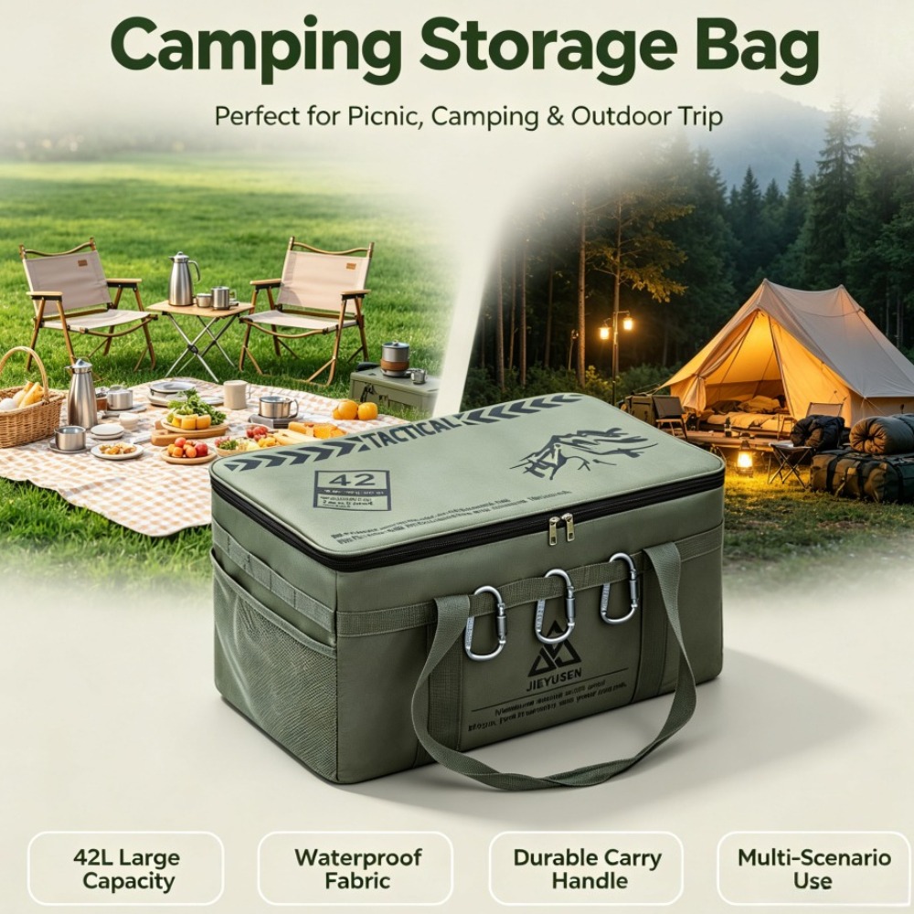 Camping Cooking Rack - 30/42L Kotak Penyimpanan Peralatan Makan Piknik