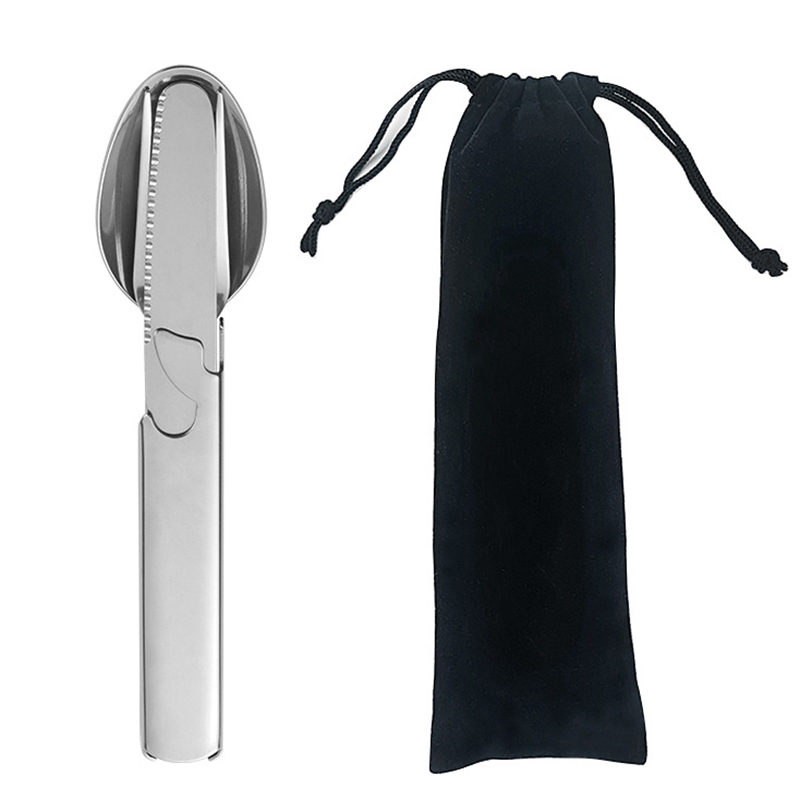 Camping Cooking And Eating Set - 4Pcs/Set Peralatan Makan Portabel Stainless Steel