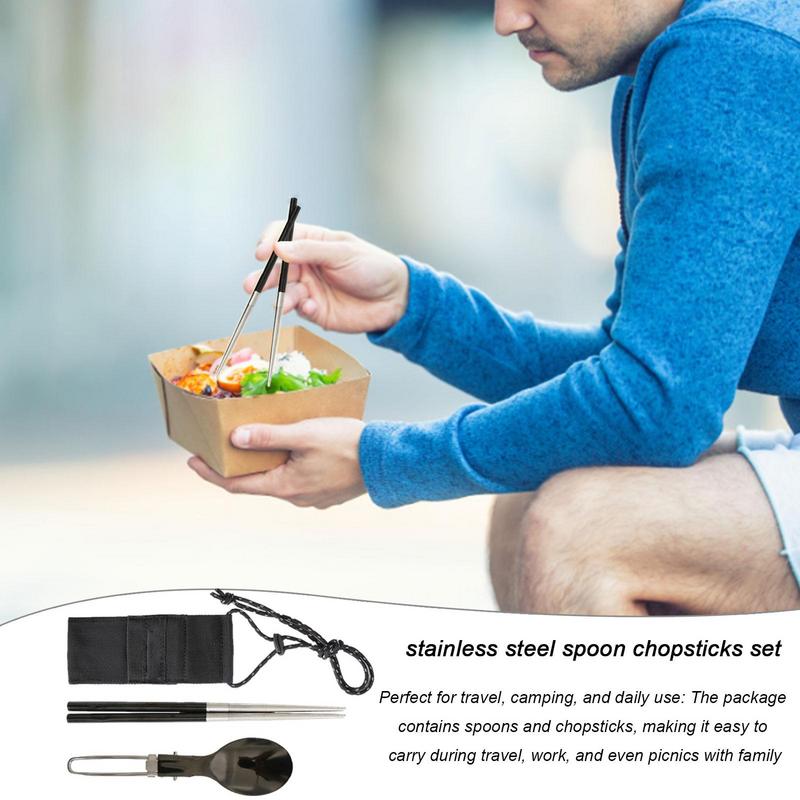 Camping Cooking And Eating Set - Set Makan Berkemah Perjalanan Sumpit Sendok