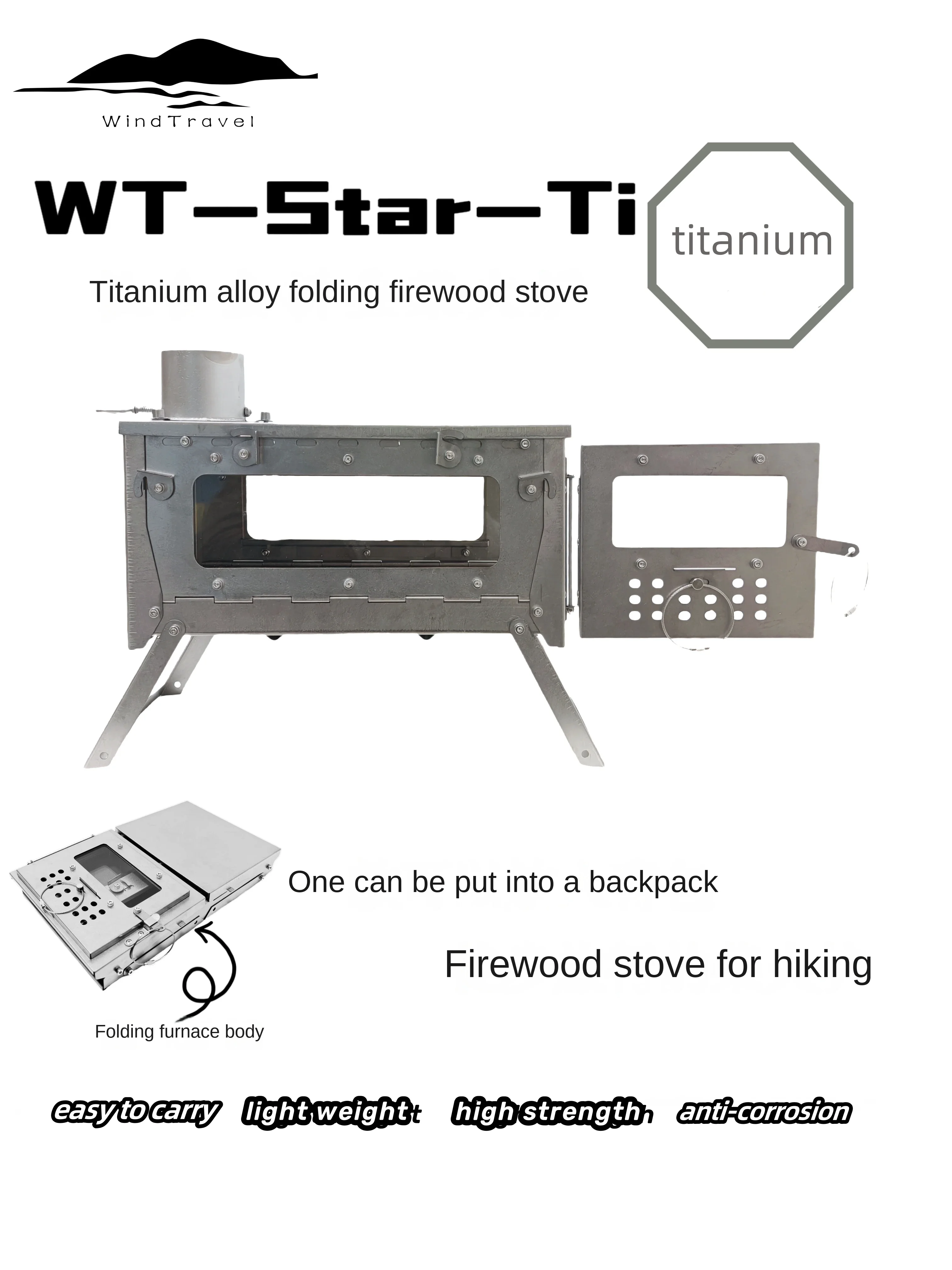 Camping Cooking Gazebo - WT Star Ti kompor pemanas lipat,