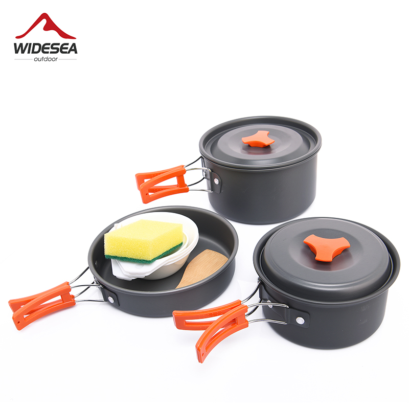 Camping Cooking Pot Set - Layar Lebar Set peralatan masak berkemah