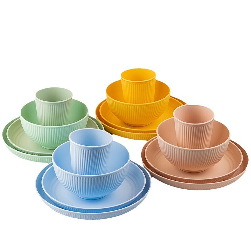 Camping Cooking And Eating Set - Colourful Set peralatan makan sedotan gandum,