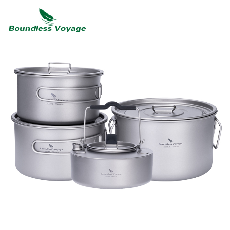 Camping Cooking Pot Set - Set memasak ketel Titanium Voyage tanpa