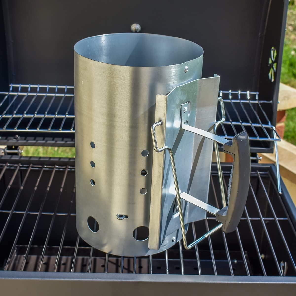 Charcoal Chimney Starter - Starter cerobong asap dengan pegangan keselamatan,