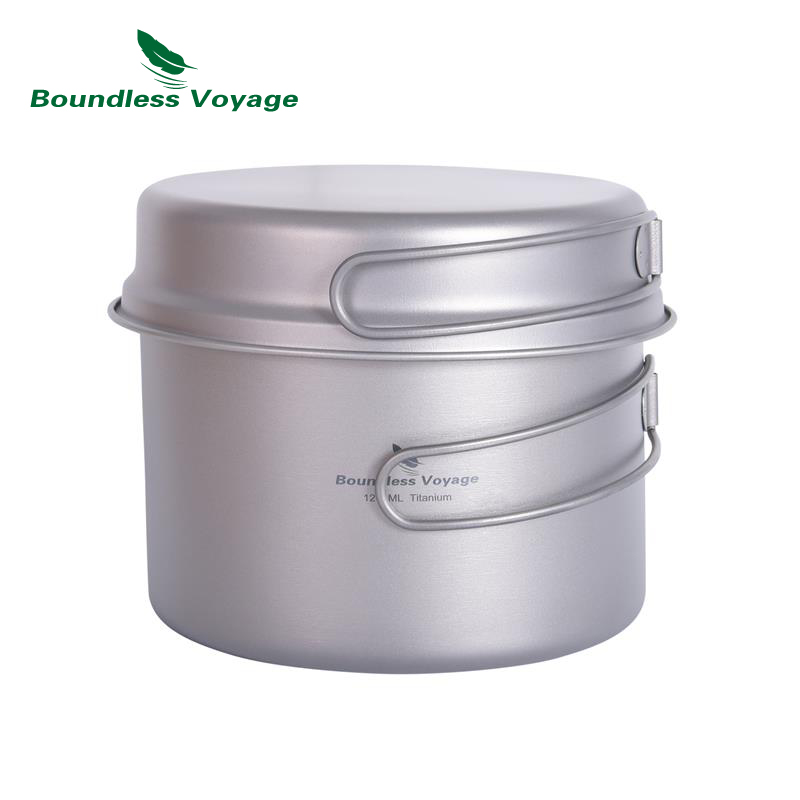 Camping Cooking Set Large - Panci Titanium & Wajan Penggorengan Tanpa