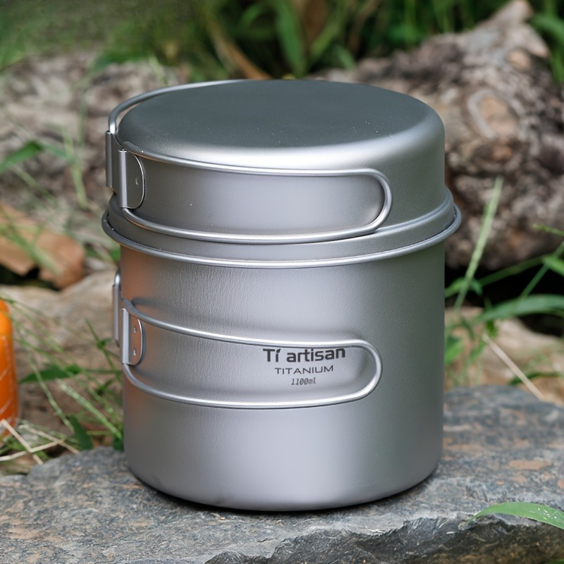 Camping Cooking Set Lightweight - Set Peralatan Masak Titanium Murni dengan