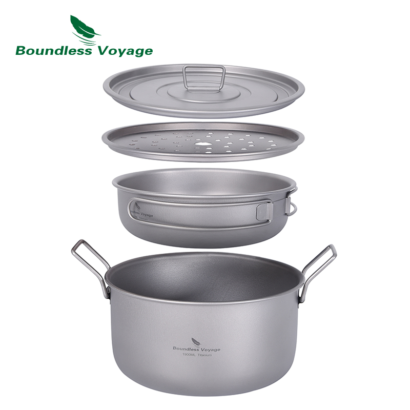 Camping Cooking Pot Set - Boundless Voyage panci masak berkemah multifungsi