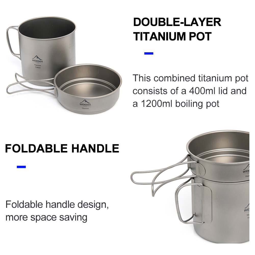 Widesea Panci Berkemah Titaniu - Camping Cooking Pot Set ulasan dan harga