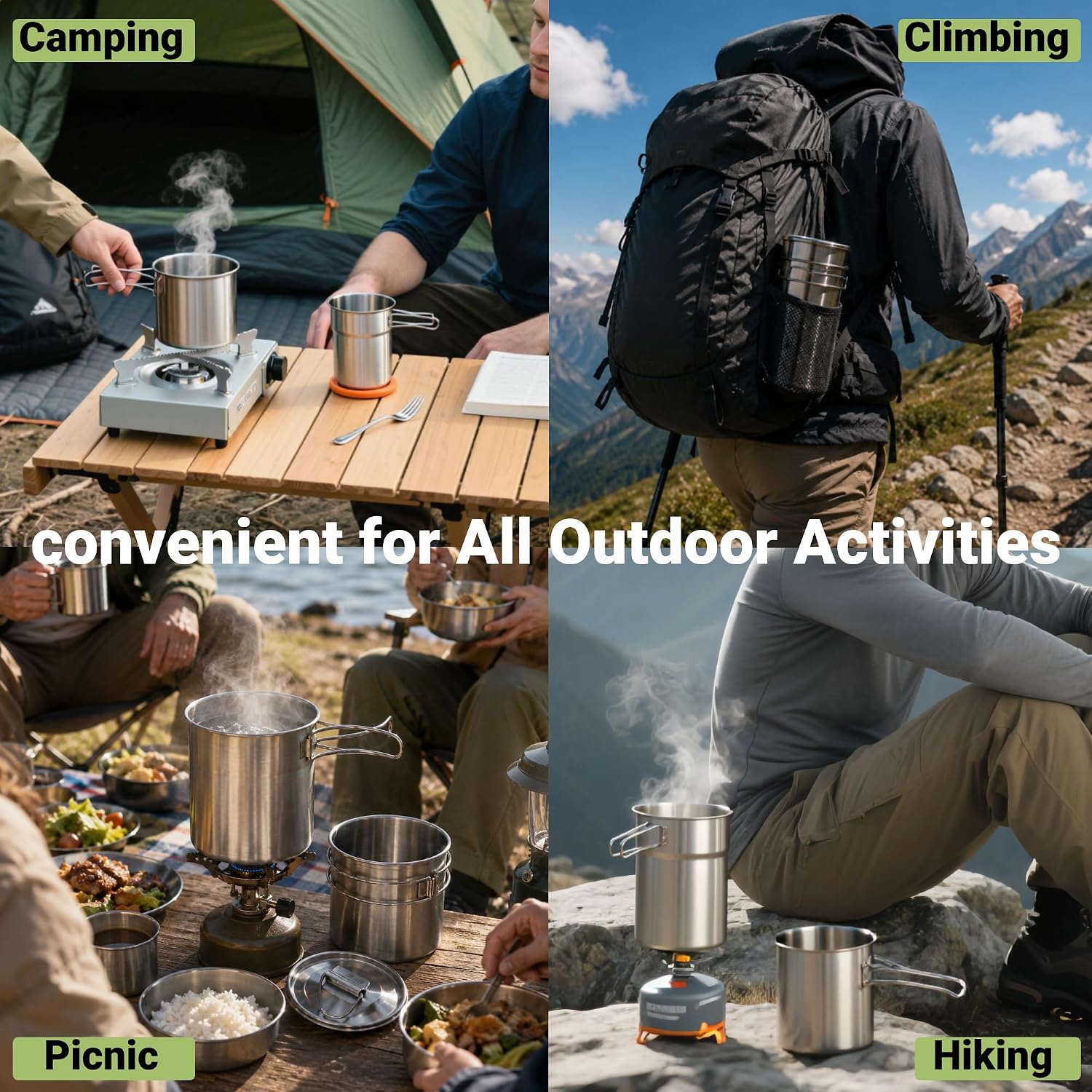 Cangkir Lipat untuk Berkemah,  - Camping Cooking Pot Set ulasan dan harga