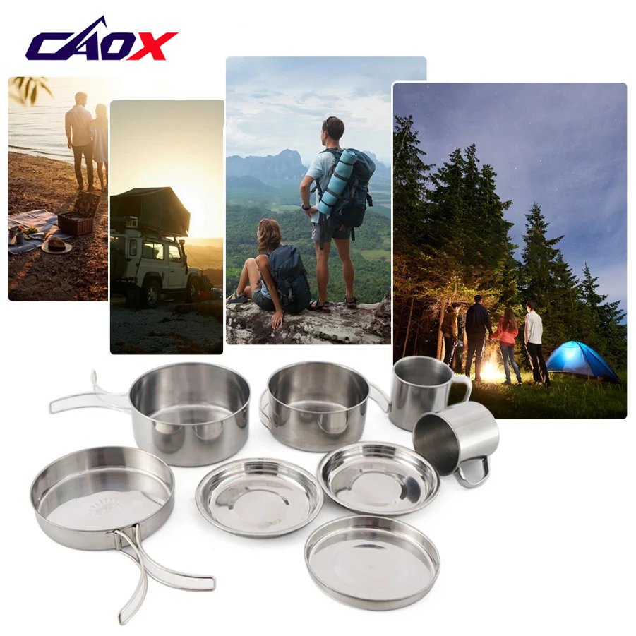 CAOX 8pcs/Set Peralatan Masak  - Camping Cooking Set Large ulasan dan harga