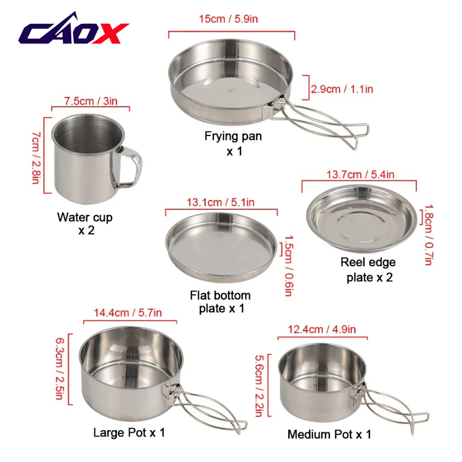 CAOX 8pcs/Set Peralatan Masak  - Camping Cooking Set Large ulasan dan harga