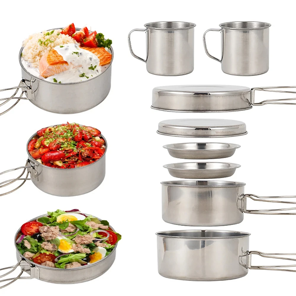 8pcs/Set Peralatan Memasak Cam - Camping Cooking Set Large ulasan dan harga