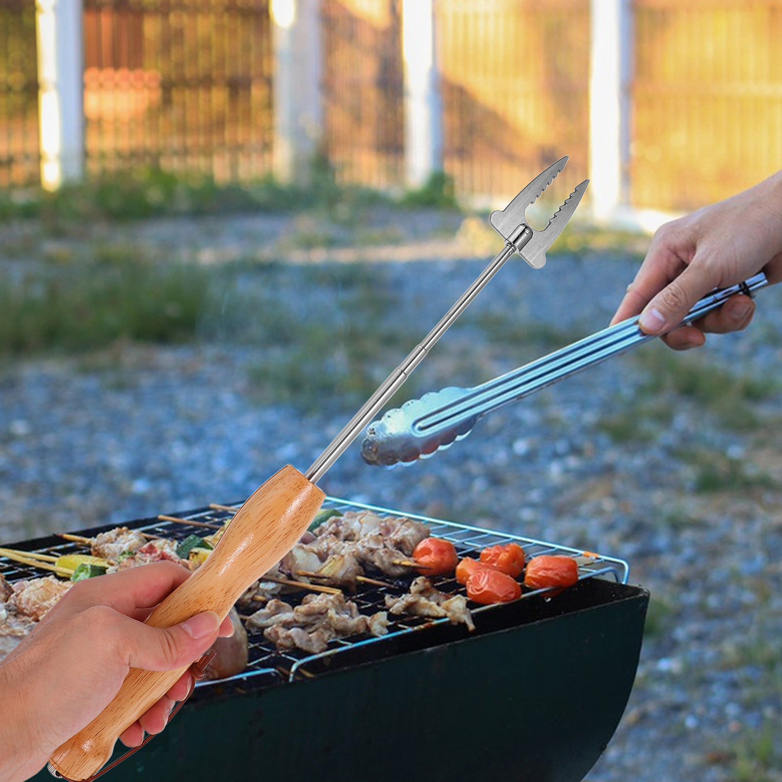 Tusuk Sate Bbq Stainless Steel - Camping Cooking Fire ulasan dan harga