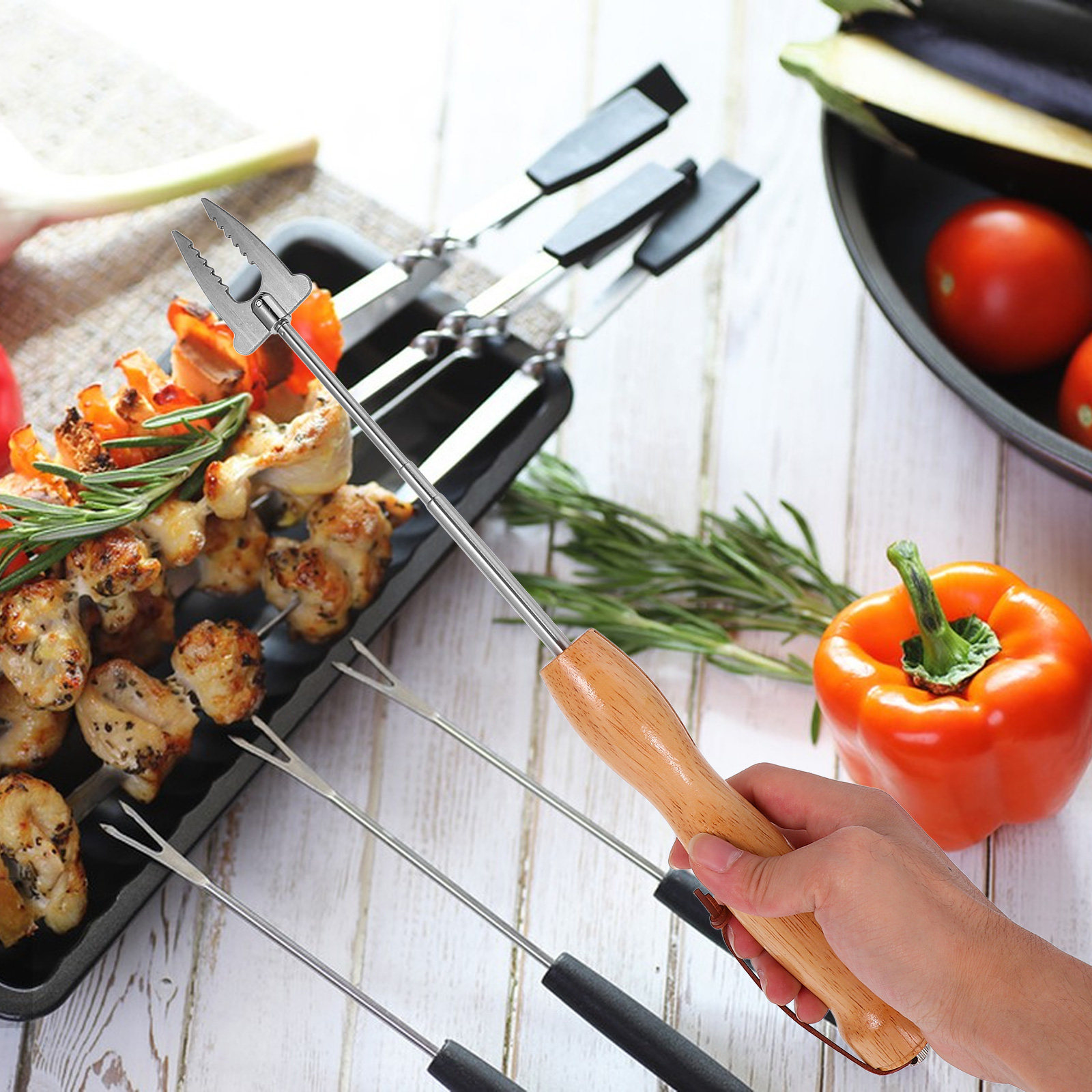 Tusuk Sate Bbq Stainless Steel - Camping Cooking Fire ulasan dan harga