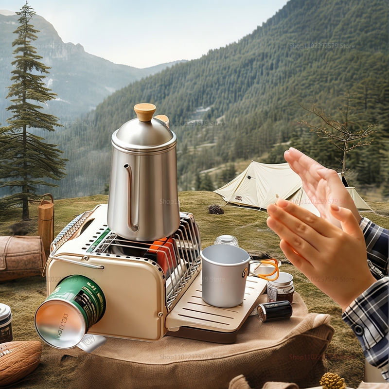 Kompor gas camping 1200W, pema - Camping Cooking Set Lightweight ulasan dan harga