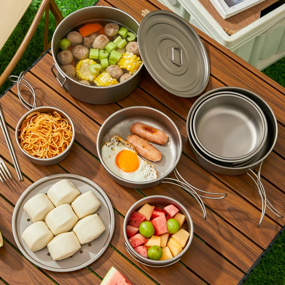 Set Panci Luar Ruangan Titaniu - Camping Cooking Set Lightweight ulasan dan harga