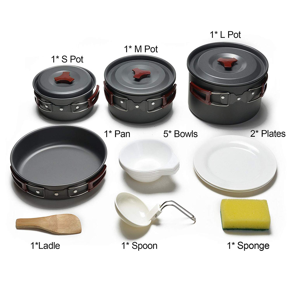Kit peralatan masak Camping lu - Camping Cooking Set Lightweight ulasan dan harga
